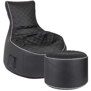 Sessel Sitzsack in Schwarz Kunstleder Hocker