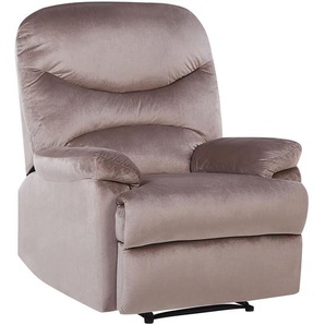 Sessel Taupe Samtstoff manuell verstellbar Wohnzimmer Arbeitszimmer Retro Stil