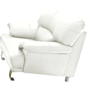 Sessel TRENDMANUFAKTUR Gr. NaturLEDER, B/H/T: 112 cm x 87 cm x 89 cm, weiß (altweiß) Einzelsessel Ledersessel Lounge-Sessel Lounge-Gartenmöbel Sessel