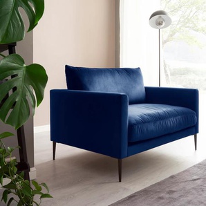 Sessel TRENDS BY HG Svea Gr. Microvelours, B/H/T: 118 cm x 80 cm x 88 cm, blau Einzelsessel Polstersessel mit Metallfuß, frei im Raum stellbar