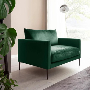 Sessel TRENDS BY HG Svea Gr. Microvelours, B/H/T: 118 cm x 80 cm x 88 cm, grün Einzelsessel Polstersessel mit Metallfuß, frei im Raum stellbar