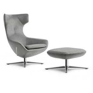 Sessel und Hocker Caruzzo Leolux grau, Designer Frans Schofer, 107/40x78/63x90/55 cm