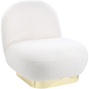 Sessel Weiß Bouclé Stoff Gepolstert mit Goldenem Bein Ohne Armlehne Modern Elegant für Wohnzimmer Schlafzimmer Flur