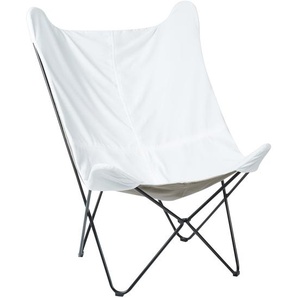 Sessel Weiß Samt mit Haarnadel Metallgestell Retro Stil Butterfly-Sessel Schmetterlingssessel Flur Diele Wohnzimmer Schlafzimmer Sitzmöbel
