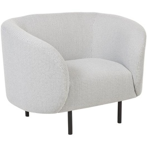 Sessel Weiß Stoffbezug mit Armlehnen Metallgestell in Schwarz Glamouröser Edler Stil Cocktailsessel Wohnzimmer Salon Esszimmer Flur