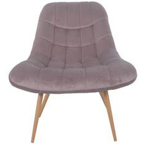 Sessel XXL, Samt, rosa, Metall Holzoptik, 100% Polyester, Metallbeine in Holzoptik, mit Steppung - Stuhl, Polstersessel, Polsterstuhl
