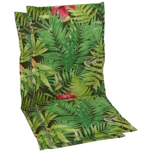 Sesselauflage GO-DE Polsterauflagen Gr. B/H/T: 110 cm x 7 cm x 50 cm, gemustert, 2 St., grün Gartenstuhlauflagen