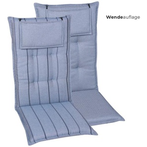 Sesselauflage GO-DE Sesselauflage hoch Polsterauflagen Gr. B/H/T: 50 cm x 120 cm x 48 cm, 2 St., blau (hellblau) Gartenstuhlauflagen Olefin