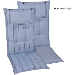 Sesselauflage GO-DE Sesselauflage hoch Polsterauflagen Gr. B/H/T: 50 cm x 120 cm x 48 cm, 2 St., blau (hellblau) Gartenstuhlauflagen