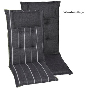 Sesselauflage GO-DE Sesselauflage hoch Polsterauflagen Gr. B/H/T: 50 cm x 120 cm x 48 cm, 2 St., grau Gartenstuhlauflagen