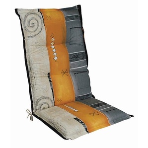 Sesselauflage, Grau, Natur, Orange, Textil, Streifen, Füllung: Schaumstoff, Vlies, 50x9x120 cm, Made in Germany, Outdoor-Kissen, Gartenstuhlauflagen