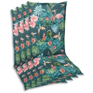 Sesselauflagenset, Blau, Grün, Rosa, Textil, 4-teilig, Flamingo, Füllung: Schaumstoff, Vlies, 50x7x120 cm, Oeko-Tex® Standard 100, pflegeleicht,