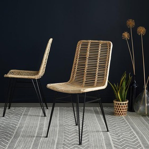 Set aus 2 Stühlen aus Rattan und Metall