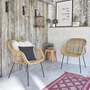 Set aus 2 Stühlen aus Rattan und Metall