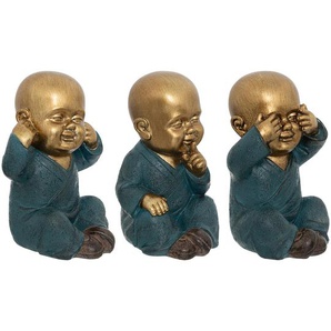 Set aus 3 Figuren Bouddha Harz, gold, H.21 cm