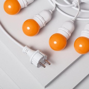 Set Girlande Waterproof 5.5m Weiss+ 8 LED-Glühbirnen E27 G45 3W Farbig Orange
