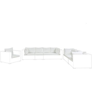 Set Kissenbezüge für Gartenlounge Cremeweiß Polyester mit Reißverschlüssen UV-Schutz Garten Terrasse Balkon