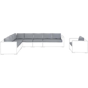 Kissenbezüge Set für XXL Gartenmöbel Set Grau Polyester Waschbar Outdoor