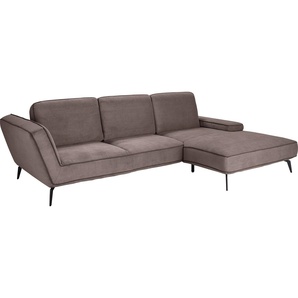 set one by Musterring Ecksofa SO 4500, Füße schwarz matt, inkl Schwenkrückenfunktion, Cord, L-Form, wahlweise mit Kopfstütze/Armteilverstellung/Rückenneigung