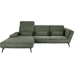 set one by Musterring Ecksofa SO 4500, Füße schwarz matt, inkl Schwenkrückenfunktion, Cord, L-Form, wahlweise mit Kopfstütze/Armteilverstellung/Rückenneigung