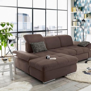 set one by Musterring Ecksofa SO4100 V, mit verstellbaren Kopfteilen, wahlweise mit Funktionen, Cord-Bezug