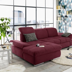 set one by Musterring Ecksofa SO4100 V, mit verstellbaren Kopfteilen, wahlweise mit Funktionen, Cord-Bezug