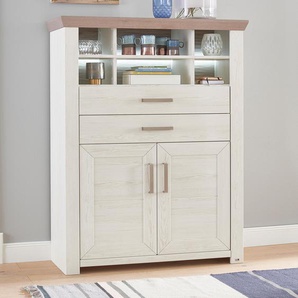 Highboard SET ONE BY MUSTERRING york Sideboards Gr. B/H/T: 105 cm x 143 cm x 43 cm, 2, beige (pino aurelio, eiche nelson) Highboards Typ 16, Breite 105 cm