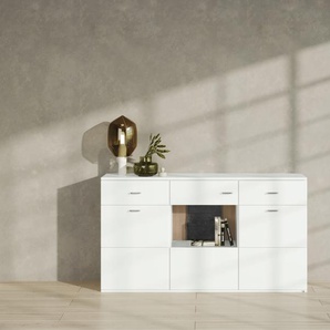 Sideboard SET ONE BY MUSTERRING TACOMA Sideboards Gr. B/H/T: 180 cm x 95,1 cm x 43,6 cm, 2, weiß (weiß arctic hochglanz) Sideboards Typ 53, Breite 180 cm, mit getönter Glastür