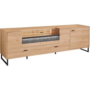 set one by Musterring TV-Schrank Deltona inkl. LED-Beleuchtung, Metallkufe, Glasklappe, B214 x H 67 cm
