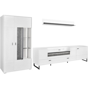 set one by Musterring TV-Wand Deltona, (3-St), Zierelemente aus Sandstein, inkl. Beleuchtung, Gesamtbreite ca. 317 cm