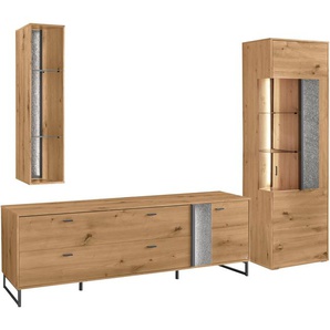 set one by Musterring TV-Wand Deltona, (3-St), Zierelemente aus Sandstein, mit Hängeregal Gesamtbreite ca. 287cm