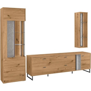 set one by Musterring TV-Wand Deltona, (3-St), Zierelemente aus Sandstein, mit Hängeregal Gesamtbreite ca. 287cm