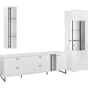 set one by Musterring TV-Wand Deltona, (3-St), Zierelemente aus Sandstein, mit Hängeregal Gesamtbreite ca. 287cm