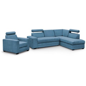Polsterset ROMA Ecksofa + Sessel Vardo 39 Links (L-förmig)