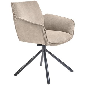 SetOne by Musterring Armlehnstuhl , Ecru , Textil , Rundrohr , 60x84x65 cm , Stoffauswahl, Sitzfläche 180° drehbar, automatische Rückholfunktion , Esszimmer, Stühle, Esszimmerstühle, Armlehnenstühle