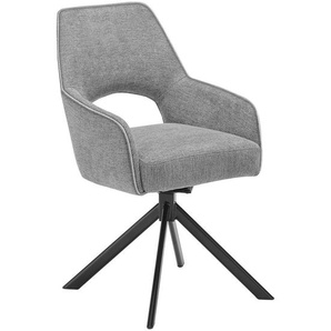 SetOne by Musterring Armlehnstuhl, Grau, Schwarz, Metall, Textil, Stativgestell, 58x89x62 cm, Sitzfläche 180° drehbar, Esszimmer, Stühle,