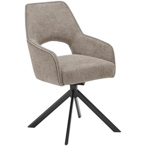 SetOne by Musterring Armlehnstuhl, Schwarz, Taupe, Metall, Textil, Drehkreuz, Stativgestell, 58x89x62 cm, Stoffauswahl, Gestellauswahl, Sitzfläche