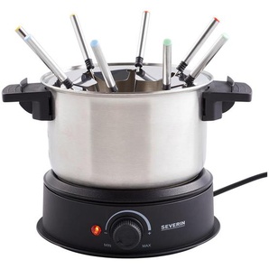 Severin Fondueset FO 2470, Schwarz, Metall, Kunststoff, 23.5x25.5x30 cm, regelbares Thermostat, leichte Reinigung, Spritzschutz mit integrierter