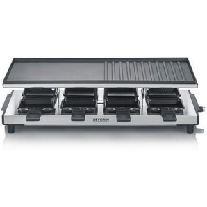 Severin Raclette-Grill, Metall, 40.0x14.3 cm, Temperaturregler, Kontrollleuchte, antihaftbeschichtete Raclette-Pfännchen, regelbarer Thermostat, Wendegrillplatte, Küchengeräte, Tischgrills & Fondues, Raclette-Grills