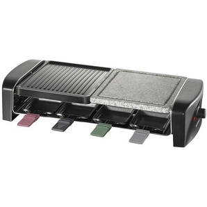 Severin Raclette-Grill RG 9645, Schwarz, Metall, Stein, 38x11.5 cm, Temperaturregler, Kontrollleuchte, antihaftbeschichtete Raclette-Pfännchen, regelbarer Thermostat, Küchengeräte, Tischgrills & Fondues, Raclette-Grills