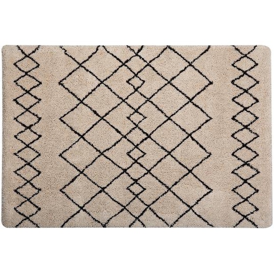 Shaggy Teppich Beige Schwarz Polyester 160 x 230 cm Hochflor Getuftet Rechteckig