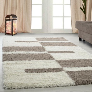 Shaggy-Teppich Leamon in Creme/Taupe