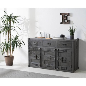 Sideboard 140 x 85 x 45cm Grau/Akazie Grau