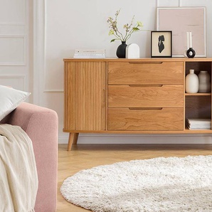 Sideboard 160 x 85 x 50cm Braun/Beige/Eiche