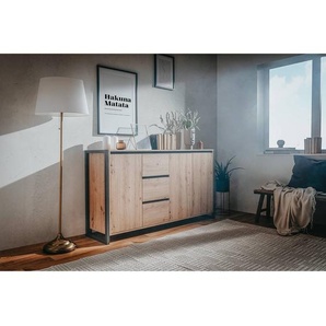 Sideboard Denville 160 x 88 x 40cm Braun/Eiche Artisan Dekor