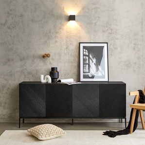 Sideboard 180 cm 180 x 75 x 40cm Schwarz/Paulownia Schwarz