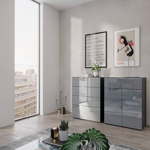 Sideboard 184 cm 184 x 102 x 42cm Grau/Silbergrau/Graphit