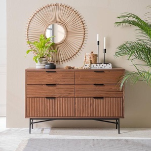 Sideboard 6 Schubladen 120 x 80 x 40cm Braun/Walnuss