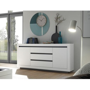 Sideboard 200 x 91 x 38cm Weiß/Weiß/Anthrazit
