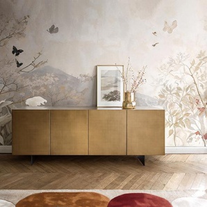 Sideboard Aira 200 cm Metallic Gold 4 Türen schwebend Metall Schwarz, Sideboards